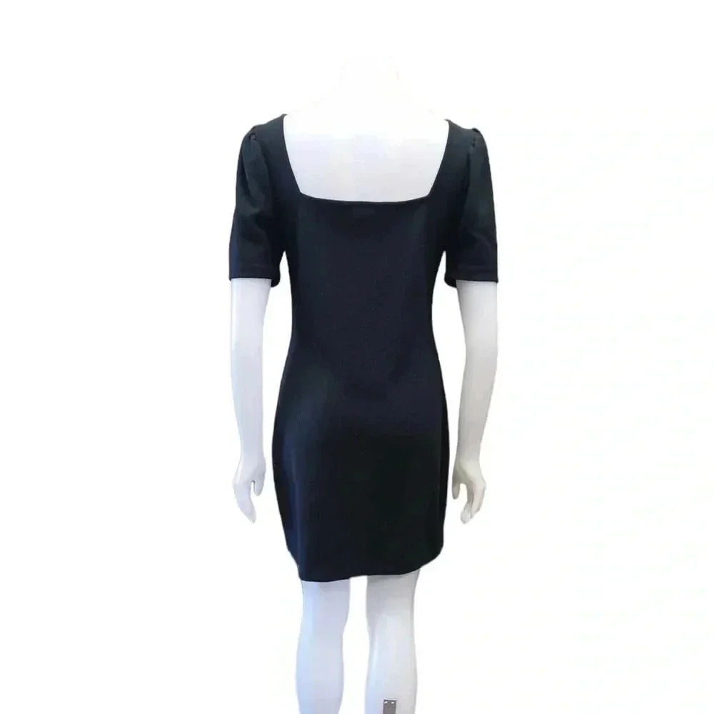 Club Monaco Black Square Neck Short Sleeve Mini Dress Size Medium - Picture 3 of 9
